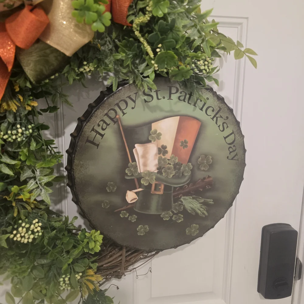 St. Patrick's Day Wreath with Orange and Green Accents